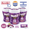 Must Sugar Free Grape Gum Cubes Jar – 58g (Pack of 3) | Grape Flavor Chewing Gum Cubes | Kosher | Imported from Israel