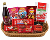 Israeli Snack & Sweet Gift Basket – Carmel Grape Juice, Turkish Coffee, Osem Strawberry Bamba, Osem Dubonim Snack, Sweet Chili Potato Chips, Abadi Sesame Cookies Rings, Chocolate Bar, Peti beurre Coated Chocolate & Covered Wafer – Kosher Israeli Gift Set