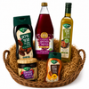 Israeli Gourmet Gift Basket with Carmel 100% Red Grape Juice, Yad Mordechai Honey, Date Syrup, Forest Fruit Jam & Extra Virgin Olive Oil | Holiday Gift Basket | Made in Israel